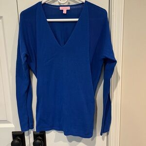 Blue V-Neck Women's Top